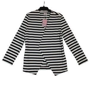 Serra Women's Black/White LS‎ Cotton Blazer w/pockets Size M NWT